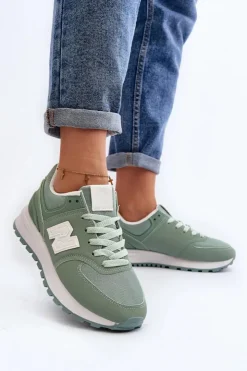 Boto Sneakersy Damskie*Buty Sportowe Sneakersy Damskie Zielone Lifari