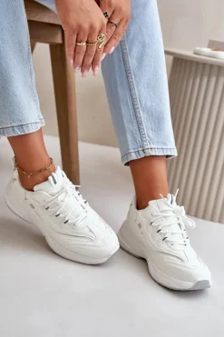 Damskie Boto Buty Sportowe Sneakersy Eko Skórzane Białe Verilisse