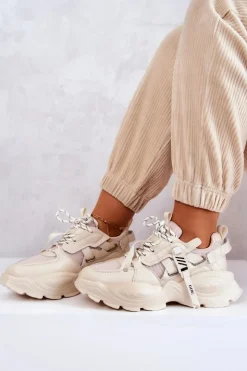 GOE Sneakersy Damskie*Buty Sportowe Sneakersy JJ2N4082 Beżowe Beżowy