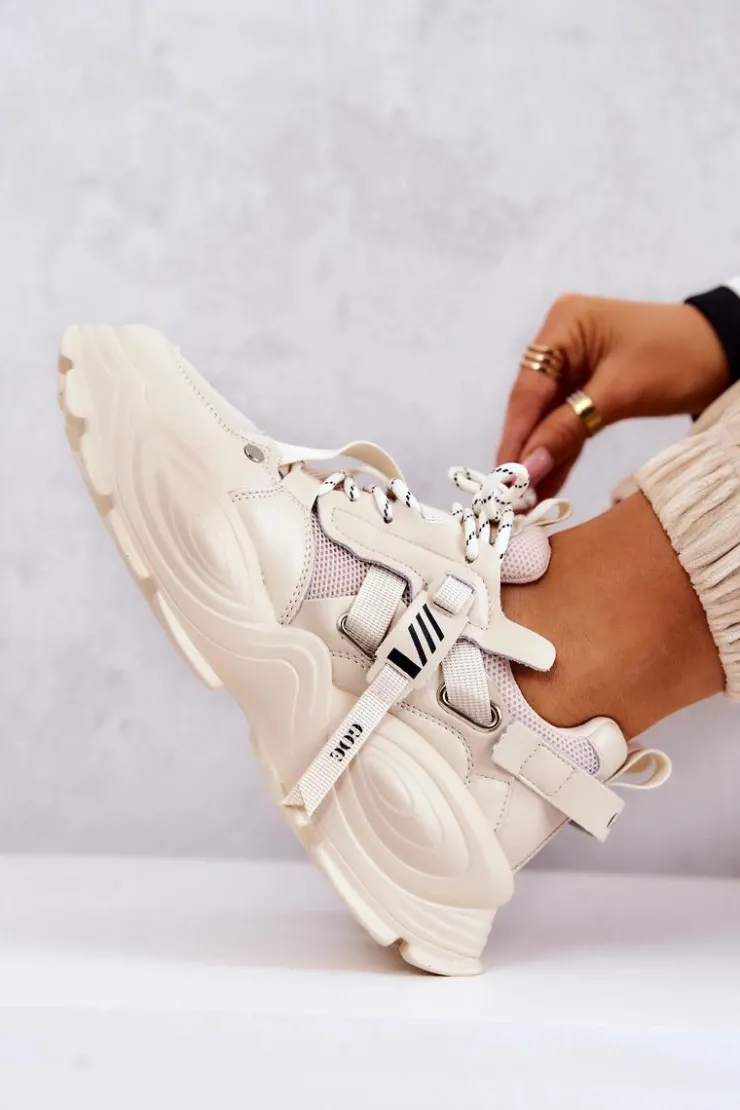 GOE Sneakersy Damskie*Buty Sportowe Sneakersy JJ2N4082 Beżowe Beżowy