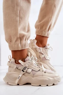 GOE Sneakersy Damskie*Buty Sportowe Sneakersy JJ2N4082 Beżowe Beżowy