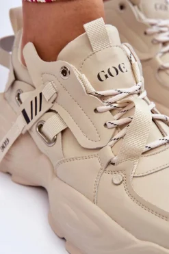 GOE Sneakersy Damskie*Buty Sportowe Sneakersy MM2N4015 Beżowe Beżowy
