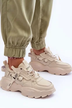 GOE Sneakersy Damskie*Buty Sportowe Sneakersy MM2N4015 Beżowe Beżowy