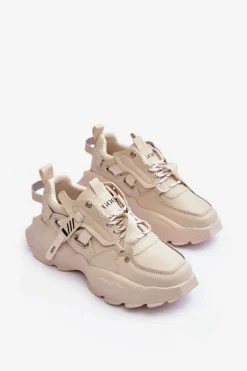 GOE Sneakersy Damskie*Buty Sportowe Sneakersy MM2N4015 Beżowe Beżowy