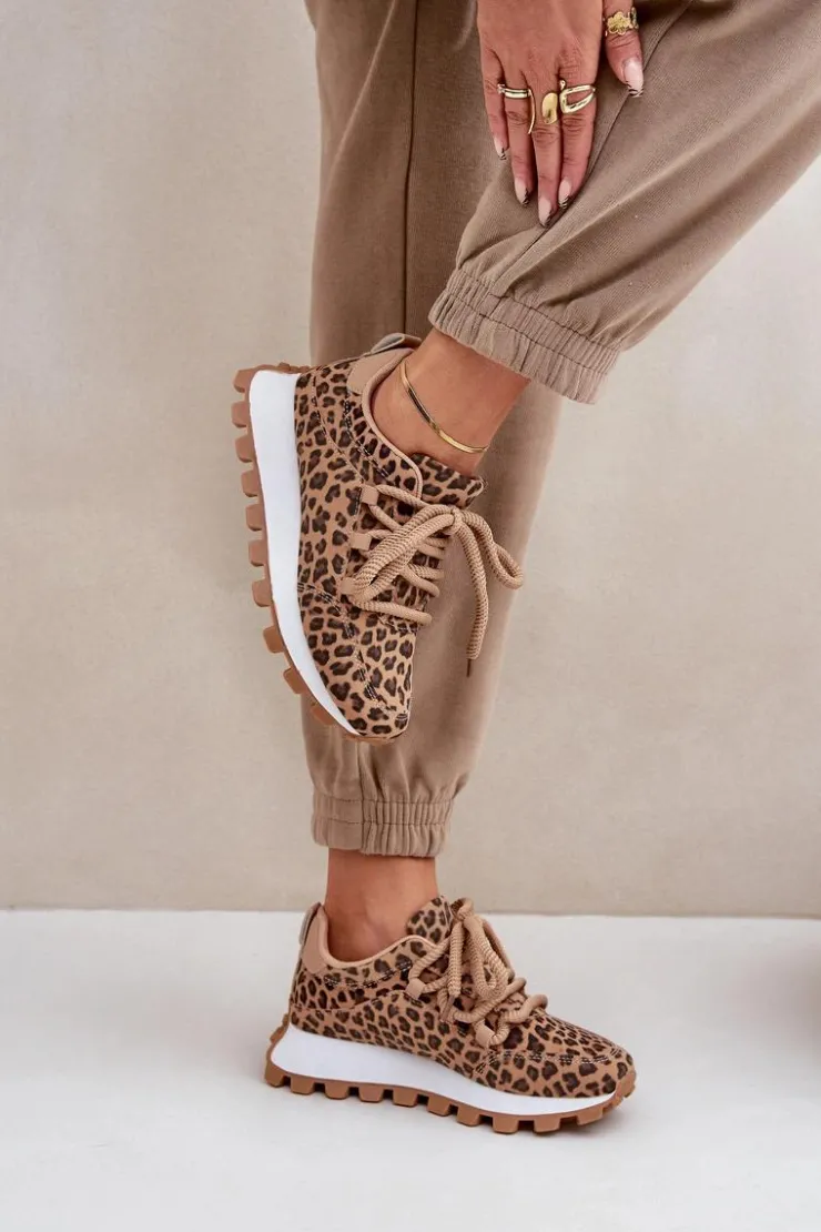 Boto Buty Sportowe Na Platformie|Sneakersy Damskie*Buty Sportowe Sneakersy Na Platformie Panterka Brązowe Riadella