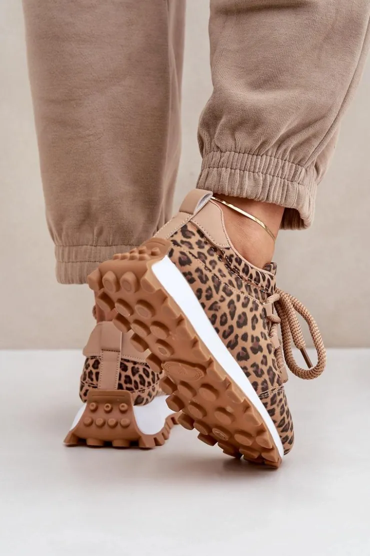 Boto Buty Sportowe Na Platformie|Sneakersy Damskie*Buty Sportowe Sneakersy Na Platformie Panterka Brązowe Riadella