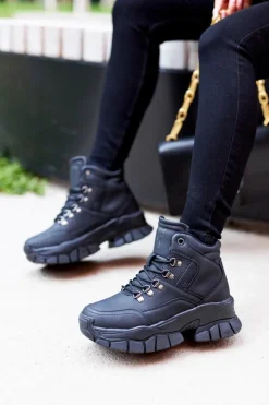 Big Star Shoes Trekkingowe Damskie|Botki Płaskie*Buty Trekkingowe Big Star II274329 Czarne