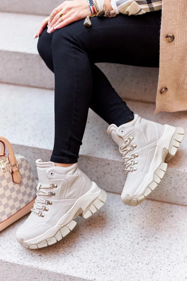 Damskie Big Star Shoes Buty Trekkingowe Big Star II274331 Beżowe