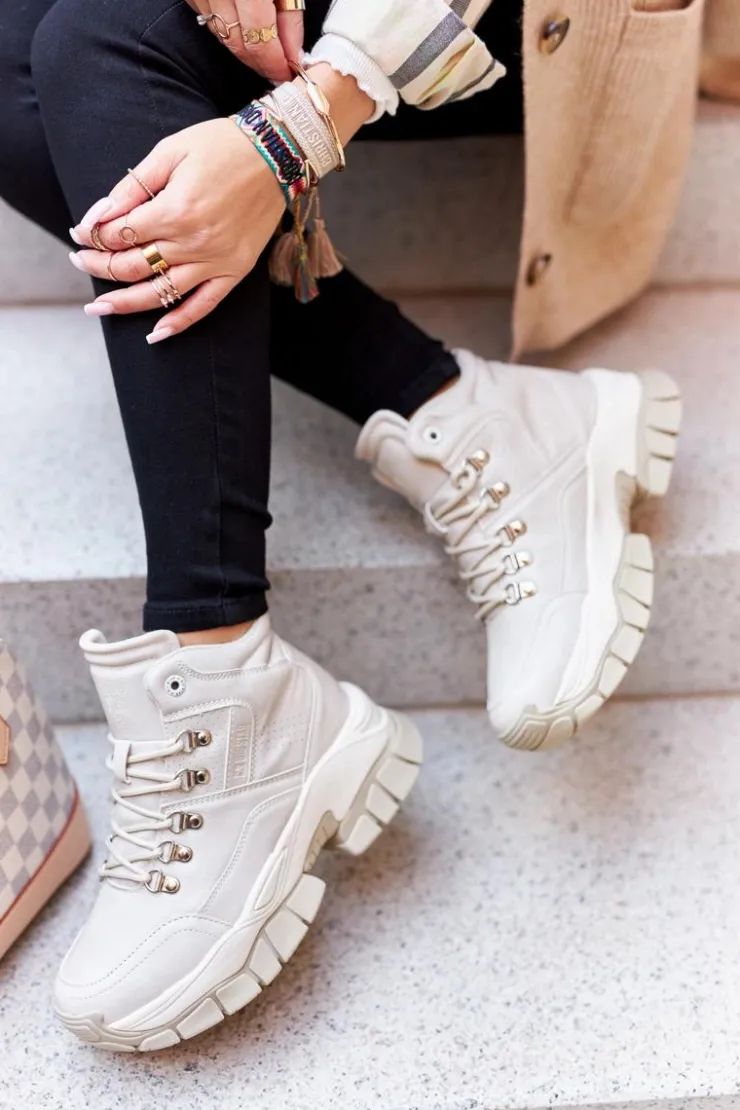 Damskie Big Star Shoes Buty Trekkingowe Big Star II274331 Beżowe