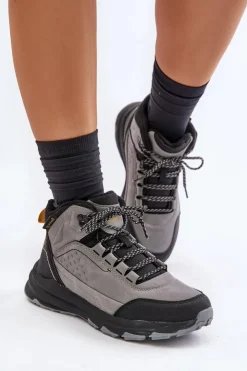 Outlet Big Star Shoes Buty Trekkingowe Młodzieżowe Ocieplane McKeylor 14011 Szare