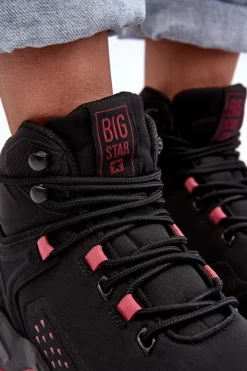 Damskie Big Star Shoes Buty Trekkingowe Trapery Memory Foam System Czarne Big Star MM274562