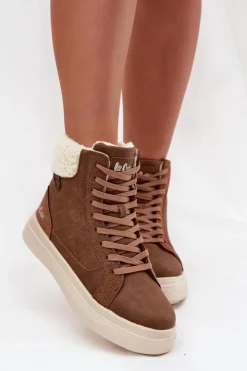 Outlet Lee Cooper Buty Zimowe Damskie Z Kożuszkiem LCJ-25-01-3735 Brązowe Brązowy