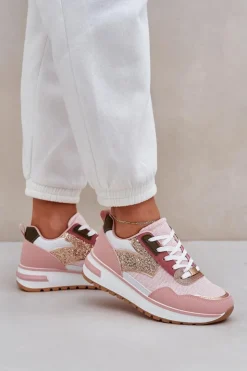 Boto Buty Sportowe Na Platformie|Sneakersy Damskie*Błyszczące Buty Sportowe Damskie Różowe Leesema