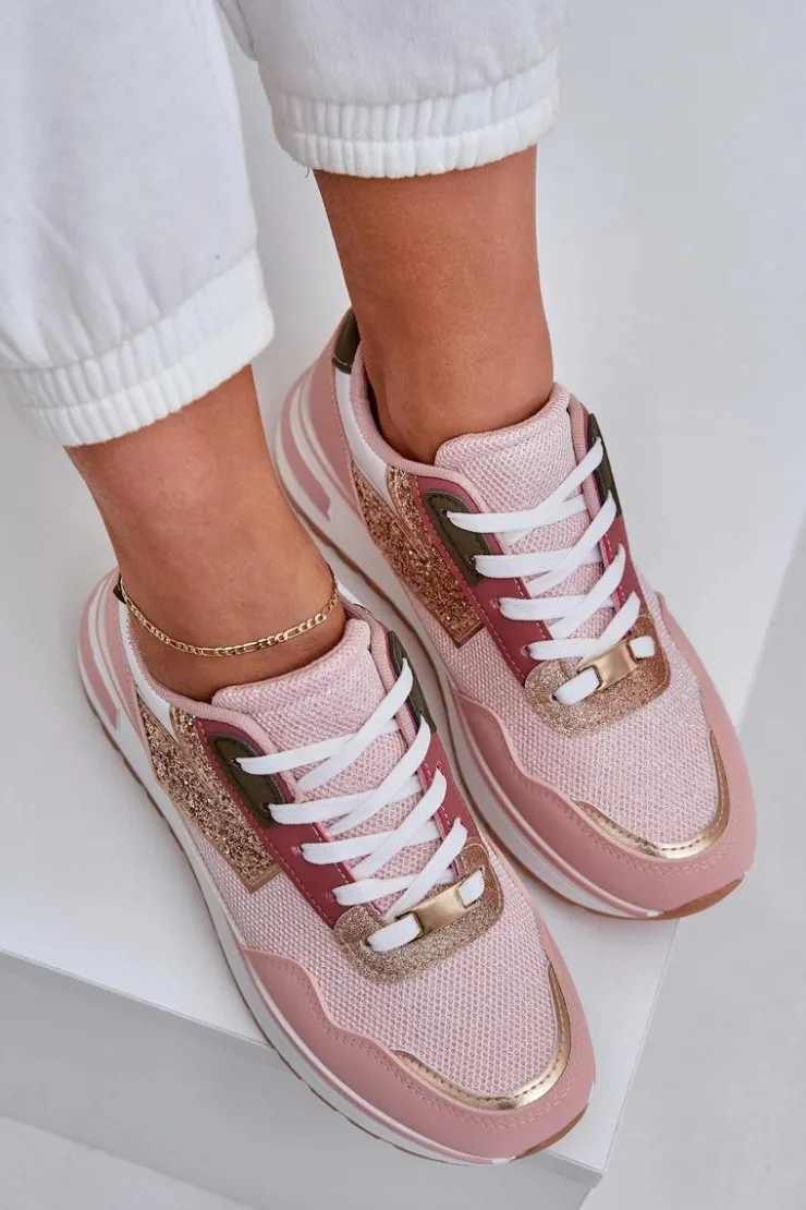 Boto Buty Sportowe Na Platformie|Sneakersy Damskie*Błyszczące Buty Sportowe Damskie Różowe Leesema