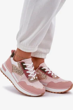 Boto Buty Sportowe Na Platformie|Sneakersy Damskie*Błyszczące Buty Sportowe Damskie Różowe Leesema