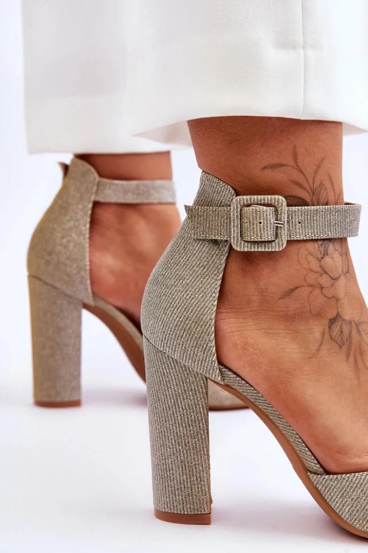 Clearance Boto Błyszczące Czółenka Na Wyższym Słupku Złote True Love