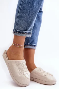 Clearance Boto Błyszczące Kapcie Damskie Beżowe Geraja Beżowy