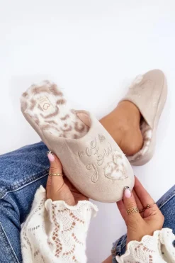 Clearance Boto Błyszczące Kapcie Damskie Beżowe Geraja Beżowy