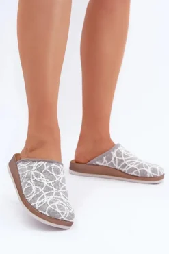 Discount INBLU Błyszczące Kapcie Damskie CT000028 Szare Szary