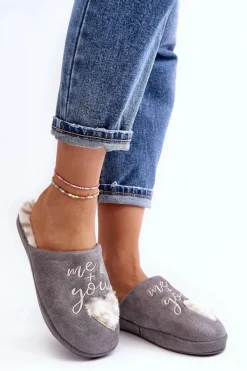 Hot Boto Błyszczące Kapcie Damskie Szare Geraja Szary