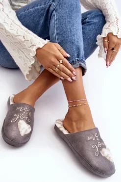 Hot Boto Błyszczące Kapcie Damskie Szare Geraja Szary