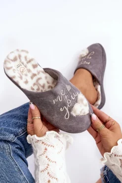 Hot Boto Błyszczące Kapcie Damskie Szare Geraja Szary