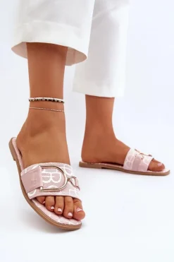 Best Boto Błyszczące Klapki Damskie Z Ozdobą Różowe Taleci Różowy