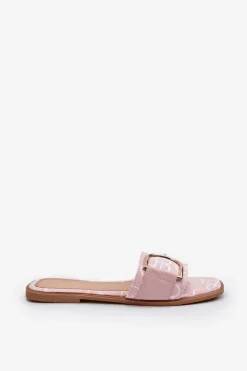 Best Boto Błyszczące Klapki Damskie Z Ozdobą Różowe Taleci Różowy