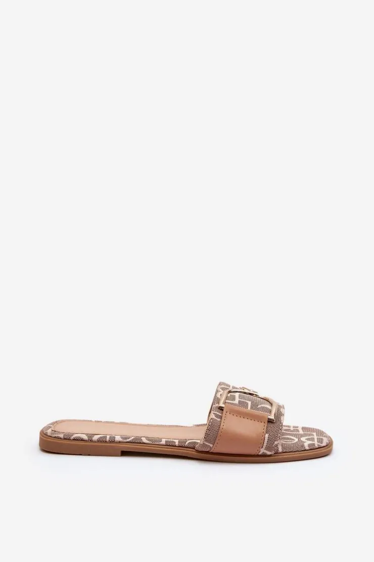 Boto Klapki Damskie Klasyczne*Błyszczące Klapki Damskie Z Ozdobą Brązowe Taleci