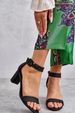 Boto Sandały Na Obcasie*Błyszczące Sandałki Na Obcasie Czarne Maxim Czarny