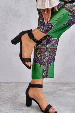 Boto Sandały Na Obcasie*Błyszczące Sandałki Na Obcasie Czarne Maxim Czarny