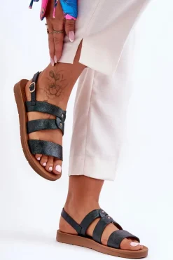 Damskie Boto Błyszczące Sandały Damskie Ciemnozielone Catalia