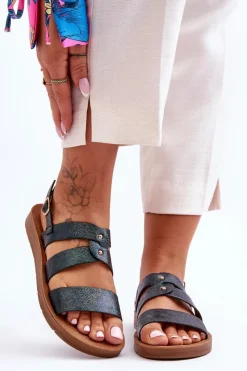 Damskie Boto Błyszczące Sandały Damskie Ciemnozielone Catalia