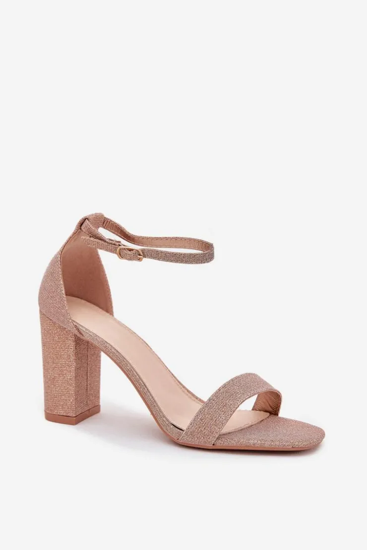 Damskie Boto Błyszczące Sandały Damskie Na Słupku Różowe Złoto Kavina