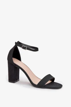 Hot Boto Błyszczące Sandały Damskie Na Słupku Czarne Kavina Czarny