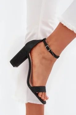 Hot Boto Błyszczące Sandały Damskie Na Słupku Czarne Kavina Czarny