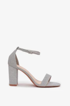 Boto Sandały Na Słupku|Sandały Na Obcasie*Błyszczące Sandały Damskie Na Słupku Srebrne Kavina Srebrny