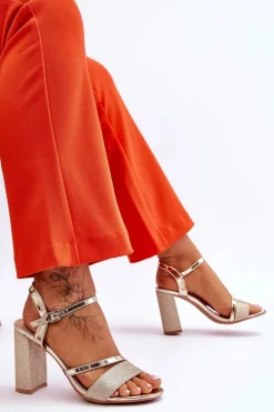 Damskie Buty damskie Vinceza Błyszczące Sandały Na Obcasie Złote Alicia