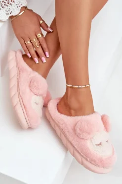 Hot Boto Ciepłe Futrzane Kapcie Damskie Różowe Jozelinetta Różowy