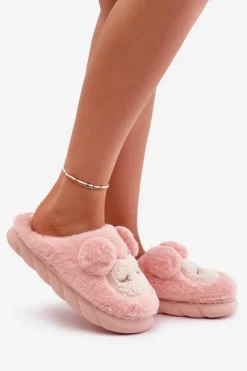 Hot Boto Ciepłe Futrzane Kapcie Damskie Różowe Jozelinetta Różowy