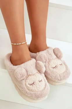 Discount Boto Ciepłe Futrzane Kapcie Damskie Beżowe Jozelinetta Beżowy