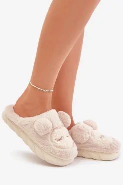 Discount Boto Ciepłe Futrzane Kapcie Damskie Beżowe Jozelinetta Beżowy