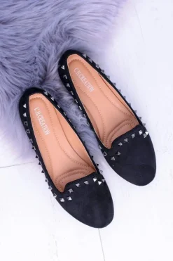 Boto Baleriny Klasyczne*Czarne Baleriny Lordsy z Ćwiekami Randal