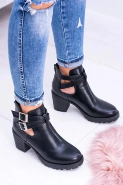 Damskie Boto Czarne Botki z Wycięciami Brooklyn