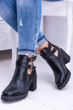 Damskie Boto Czarne Botki z Wycięciami Brooklyn