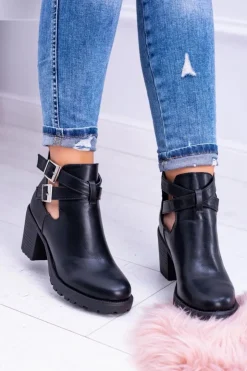 Damskie Boto Czarne Botki z Wycięciami Brooklyn