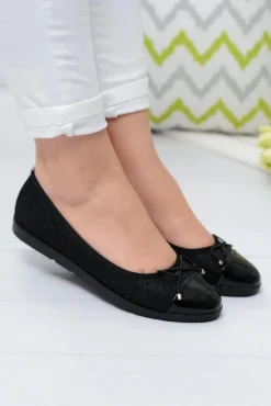 Hot Boto Czarne Brokatowe Balerinki Slip On Laya
