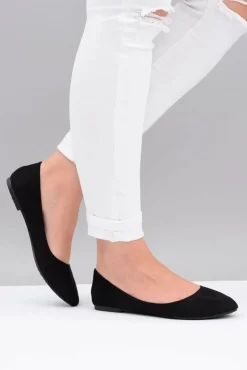 Boto Baleriny Klasyczne*Czarne Damskie Balerinki Zamsz Buenos