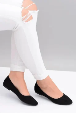 Boto Baleriny Klasyczne*Czarne Damskie Balerinki Zamsz Buenos