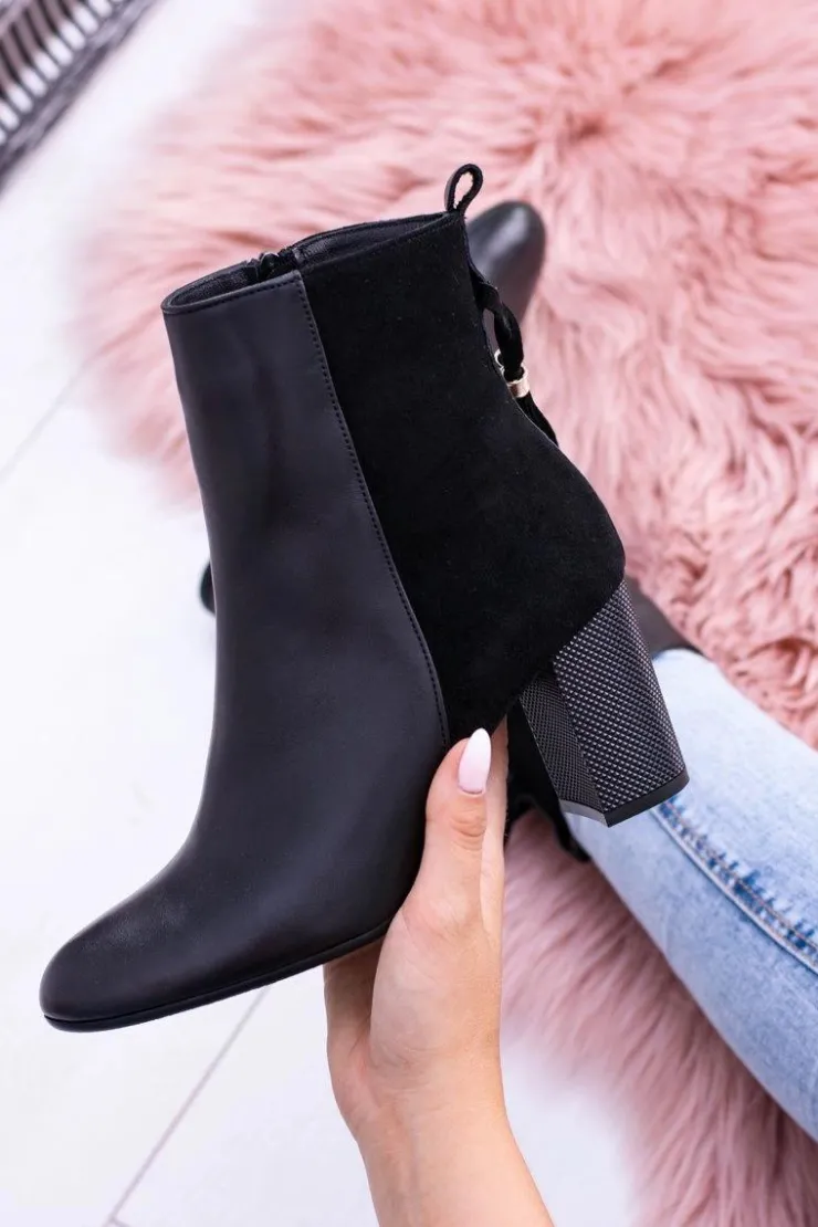 Laura Messi Botki Na Słupku|Botki Na Obcasie*Czarne Damskie Botki Na Słupku 1821